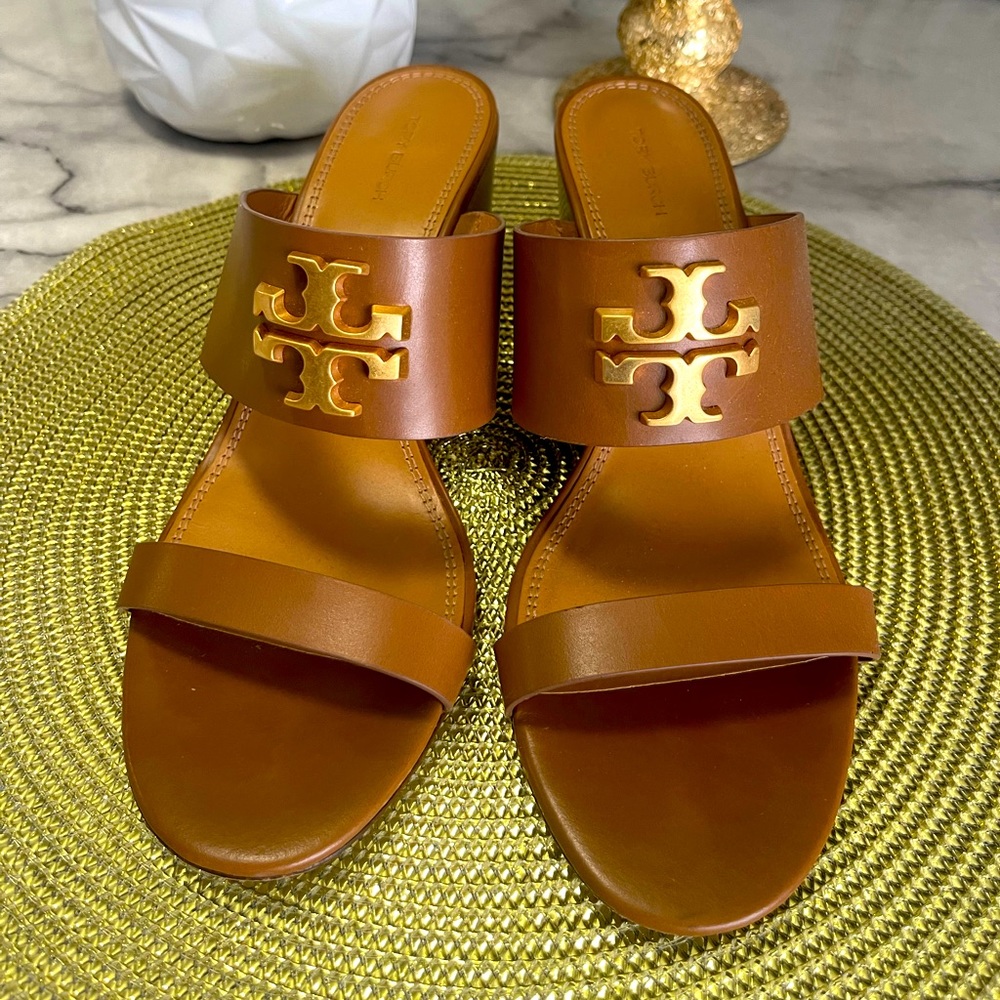 Tory Burch open toe wedge mules